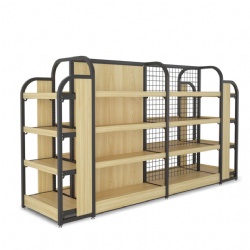 Steel-Wood Supermarket Display Shelves Use Department Snacks Stores display shelf