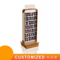 Custom Displays Retail Folding Eyeglass Display Stand 2 Sides Double Wooden Sunglasses Display Stand Rack for Glasses Store