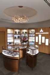 Luxury nordic style custom shop design wood floor modern led jewelry showcase display design for whole store