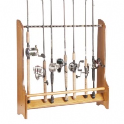 Custom High Quality Outdoor Travel Fishing Rod Gear Golf Club Eco Friendly Wood Display Rack Stand Holder