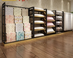 Household Daily Necessities Shop Slippers Fabric Curtain Carpet Display Rack Bed Pillows Metal Display Stand Shelf