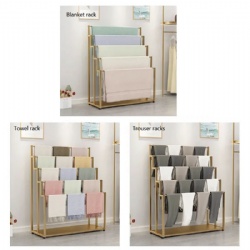 metal storage rack clothes retail blanket showroom display rack shelf mobile clothes hanger rack for boutique ladies