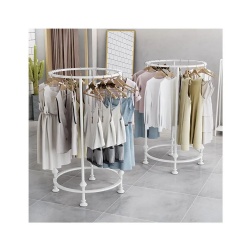 Custom Boutique Gold Garment Rack Floor Standing Clothing Shop Stainless Steel Round Metal Hanging Clothes Display Rack